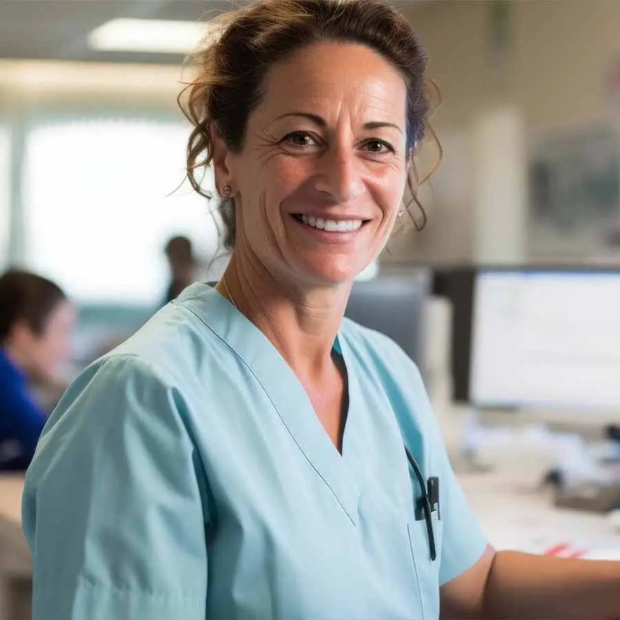 Nurse treating patients online through Curoflow telemedicine platform
